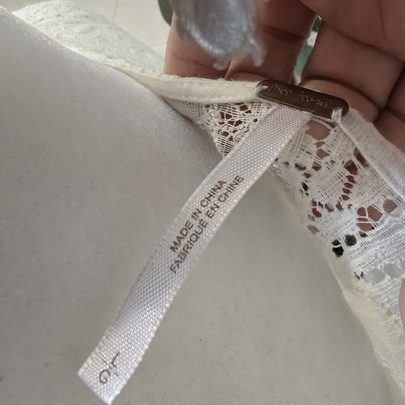 Free People Gypsy Mountain Ivory Lace 3/4 Sleeves Mini Dress Size L - Picture 7 of 10